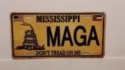 MISSISSIPPI MAGA MAKE AMERICA DON'T TREAD ON ME TRUMP METAL AUTO TAG PLATE
