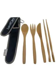 Bamboo Spoon Fork Knife Reusable Chopsticks Utensils ToGo Eco Friendly Camping