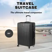 24" Luggage Suitcase Code Lock Hard Shell Travel Carry Bag Trolley Handle Wheels