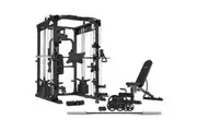 LSG GRK200 with FID Bench, 90kg Olympic Weights - Barbell and Rubber Tri-Grip Plates