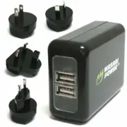 Wasabi Power Dual USB Wall Charger with Worldwide Plugs: Suitable for GoPro Came