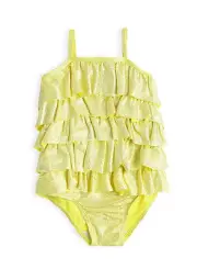 Girls Size 00 Pumpkin Patch lemon ruffle front one piece swimsuit BNWT