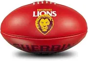 Sherrin Brisbane Lions AFL Team Leather Football, Red, Size 5