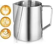 WOTOW Milk Frothing Pitcher, Stainless Steel Creamer Milk Pitcher with Latte Art Pen, 20oz/600ml Measurements Steaming Pitchers, Coffee Tools Cup, Espresso Milk, Latte Art and Frothing Milk