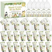 50 Pack Bulk Hand Cream and Bulk Lip Balm Gifts Sets, Baby Shower Favors and Bridal Shower Favors for Guests with Thank You Card and Organza Gift Bags, Birthday Gifts, Appreciation Gifts (Animal)