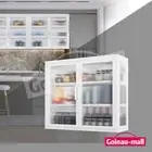 Wall Mounted Glass Display Cabinet Metal Bathroom Kitchen Pantry Cupboard Shelf