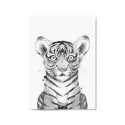 Cute Blushing Baby Tiger Nursery Animal Wall Art