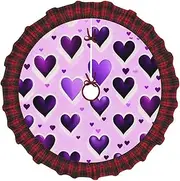 [VPPUR] Fashional Purple Hearts Print Xmas Tree Skirt Santa Xmas Decor Holiday Party 48''36''30''Christmas Tree Skirt