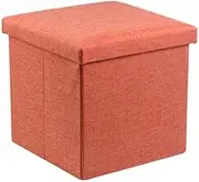 Storage Stool Footstool Seat Cube Toy Box Chair Storage Stool Pouffe Stool Footstool (Color : Orange)