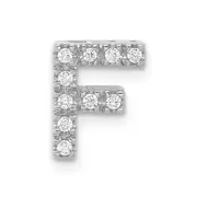 14K White Gold Real Diamond Letter F Initial Charm