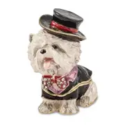 Bejeweled R. BUTLER Tuxedo Dog Trinket Box