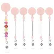 Beadable Badge Reels, 6 Pcs Retractable Clips Holder, Light Pink