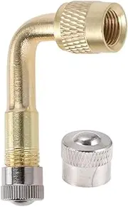 X AUTOHAUX 1 Set 65mm Tire Valve Extension with Leak-Proof Air Cap Universal Copper 90 Degrees Tyre Valve Inflation Adapter for Most Cars Truck