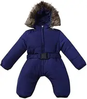 [Generic] Snowboard Jackets Boys Winter Jacket Outfit Infant Warm Thick Girl Coat Hooded Boy Baby Jumpsuit Romper Boys Outfits&Set Toddler Snowsuit for Boys Blue