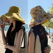 [Ling88] Women Foldable Sun Hat Quick Dry Big Brim Double-Sided All-Match Sunscreen Hat Women's Summer Travel Anti-Ultraviolet Sunshade Fisherman Hat Women's Sun Hat Beach Hat,Yellow
