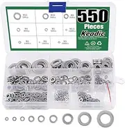 Keadic Flat Washers Spring Lock Wahsers Mixed Assortment Kit, Silver