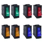 8pcs 240V Rectangular Rocker Switch Blue Green Yellow Red LED Light On/Off 15 A