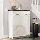 High Gloss Shoe Cabinet Shoes Storage Adjustable Shelves Footwear Rack Organiser