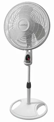 Lasko 1646 3-Speed Oscillating Pedestal Fan, Timer and Remote, White 16 In. -