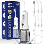 350ML Water Flossers for Teeth - OLED Display Powerful Electric Cordless Water Flosser with 5 Modes 6 Jet Tips, Portable Cordless Water Dental Flosser IPX7 Waterproof Oral Irrigator for Home Travel