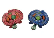 2 Turtle Mexican Bobble Heads/Nodders Folk Art Miniatures Hand Painted, NEW