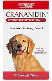Nutramax Crananidin Cranberry Extract Urinary Tract Health Supplement for Dogs, 75 Chewable Tablets