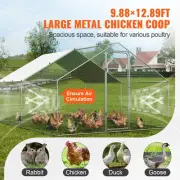 Large Walk-in Metal Chicken Coop with Cover, 3x3.93x1.99 m Hen House