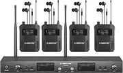 Phenyx Pro UHF Wireless in Ear Monitor System, Mono 2-Channel IEM, Metal Stage Monitor w/ 2x50 Frequencies, 164ft Long Coverage, Rack Mount Kit,for Studio/Band (4 Bodypacks)