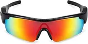 Smart Glasses Bluetooth Sunglasses Open Ear Audio Glasses Hand Free Calling Music Glasses for Men Women Outdoors Sports Driving Black(Red)