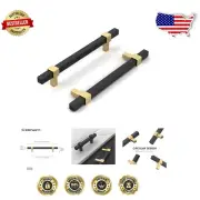 Premium Brushed Brass & Black Cabinet Handles – 10 Pack for Kitchen & Bathroom
