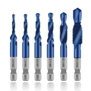 6Pcs High Speed Steel 4341 Titanium Plated Composite Tap Drill and Tap1974