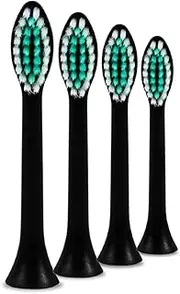 Smile Therapy Advanced Sonic Electric Toothbrushb Heads - Rechargeable Electric Tooth Brush Adults & Kids Teeth Whitening Dental Tools, 50 Days Battery Life 4 Brush Heads 6 Modes, 2 Minute Timer (Black, Toothbrush Heads)