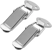Cabinet Latch,Toggle Catch Latch, 2pcs DuckMouth Buckle Hook Lock Stainless Steel Spring Draw Toggle Latch Clamp Clip Silver Hasp Latch Catch Clasp Wooden Box Spring Buckle(A 304 Stainless Steel 69mm)