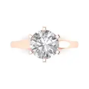 2.6 ct Round Cut Clear Stone Engagement Classic Anniversary Ring 14k Rose Gold
