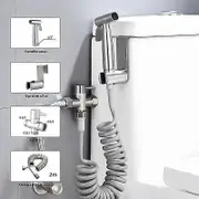 Handheld Bidet Toilet Sprayer Kit stainless steel spray gun with 3 Way Valvebellows Used for personal hygiene and pet bathing Stainless steel setA ...