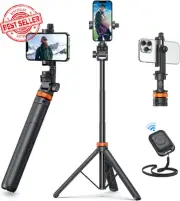 EUCOS Newest 62 Phone Tripod, Tripod for Iphone & Selfie Stick Tripod with Remo