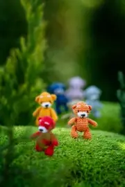 Micro crochet miniature Orange teddy bear: tiny miniature dollhouse animals