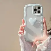 LIUJINCAN Compatible with iPhone 12 Pro Max Case 6.7" - Lovely 3D Heart Shaped Colorful Wave Side - Reinforced Corners Shockproof - Scratch Resistant Cute Clear Bumper Case for Women and Girls (Blue, 12 Pro Max)