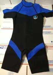 Realon Kids Size XL Shorty Wetsuit Neoprene Surf Swim Dive Body Suit Blue 2MM