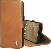 TORRO Leather Case Compatible with iPhone 15 Pro Max – Premium Leather Wallet Case with Kickstand and Card Slots (Compatible with Official MagSafe Chargers) - Tan