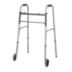 Medline Two-Button Folding Walkers with 5" Wheels