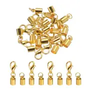 10Pcs Cord End Caps, 4.5mm End Caps Barrel Beads Kumihimo Iron (Pale Gold)