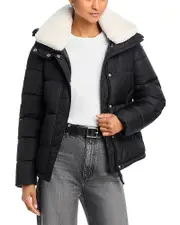 Aqua Sherpa Hooded Puffer Jacket - Exclusive