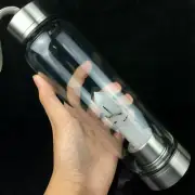 Natural Black Tourmaline Quartz Rutilated Crystal Elixir Water Bottle Aquarius