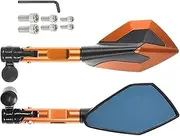 for K&awasaki Z125 Z 125 Z125PRO 2015 2016 2017 2018 2019 2020 2021 Rearview Mirrors with 8MM 10mm Screws Motorcycle CNC Mirror Rear Side Mirror(Type 2 Orange)