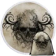 Scary Skull Drawing Beach Towel