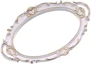 Sooyee Decorative Bathroom Vanity Tray Decor, White and Gold Mirror Tray for Dessert/Coffee Table, Home Decor,Serving Tray with Handle