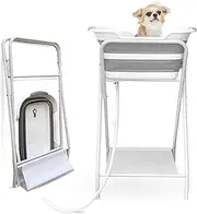 CYGNE 2-in-1 Dog Bathtub & Washing Station, Elevated Collapsible Bathtub with Drainhole, Shower Head Holder & Storage Rack, Foldable Portable Indoor/Outdoor Pet Bathing & Grooming for Small Dogs Cats