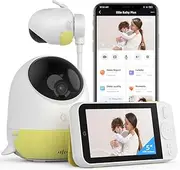 Ellie Baby Plus: 5" Monitor with 2.5K FHD Camera, Face Cover Alert,Crying & Breathing Detect, Night Vision, 2-Way Audio, Pan-Tilt-Zoom, Crib & Wall Mount All Inside,No WiFi, No Subscription, with APP