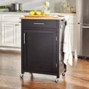 StyleWell Rolling Kitchen Cart 24"W Single-Drawer Storage w/ Butcher Block Top